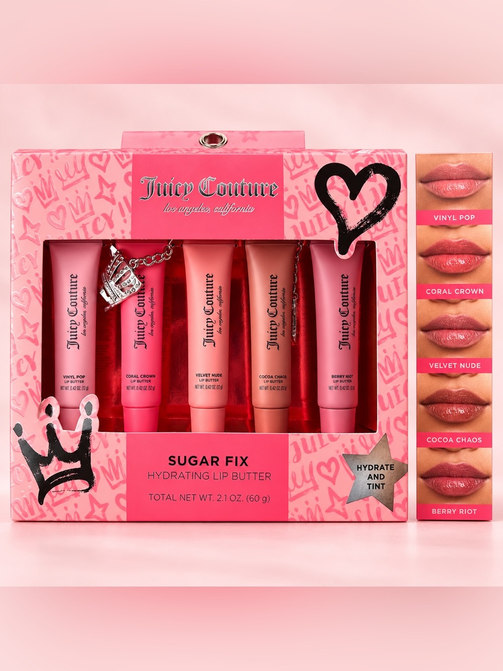 Juicy Couture Sugar Fix Hydrating Lip Butter Set - Pink & Coral Shades